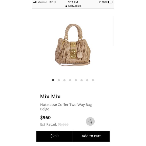 AUTH. MIU MIU by Prada Matelasse Coffer Lock Bag - Picture 1 of 13